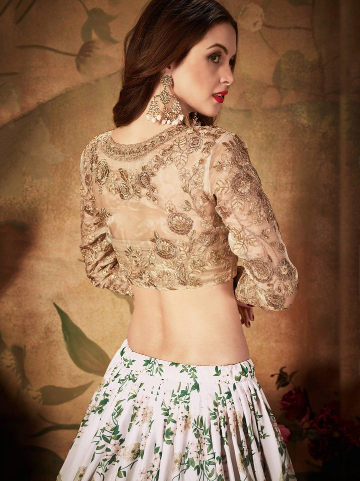 Beautiful Off-White Lehenga | Organza Silk with Lace Border & Dupatta