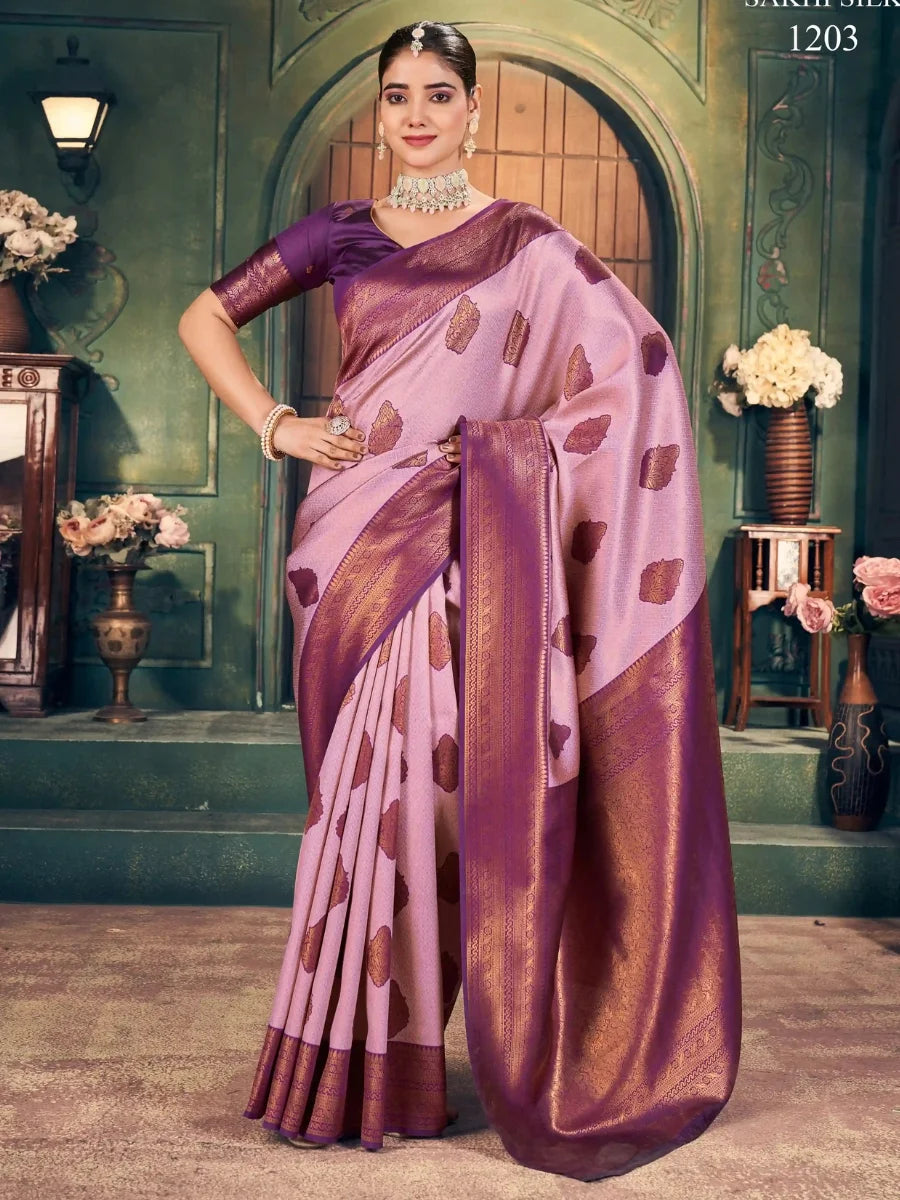 buy pink silk saree with SilverBin