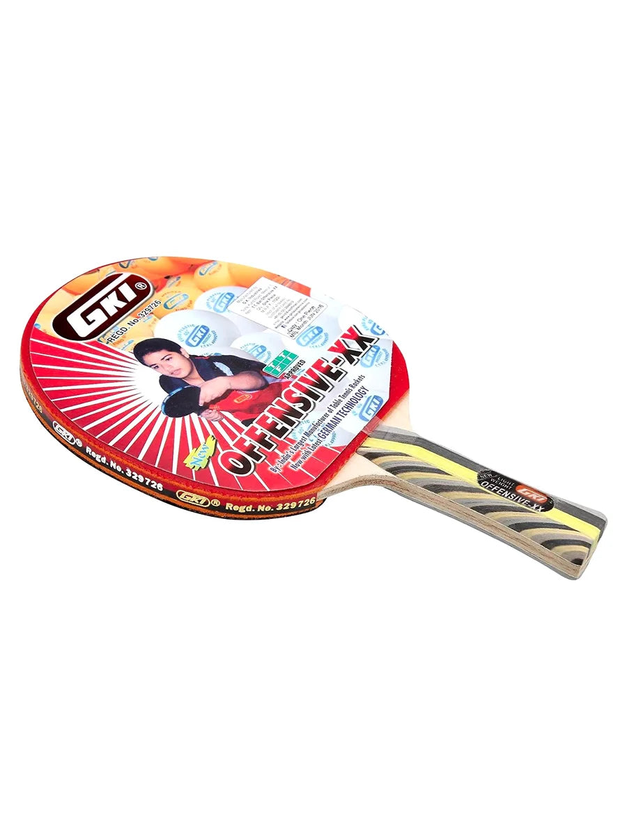 GKI Offensive XX Wooden Table Tennis Bat: Powerful Racket with Ergonomic Grip for Precise and Controlled Shots