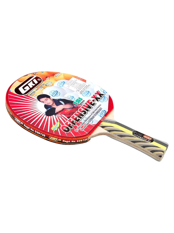 GKI Offensive XX Wooden Table Tennis Bat: Powerful Racket with Ergonomic Grip for Precise and Controlled Shots