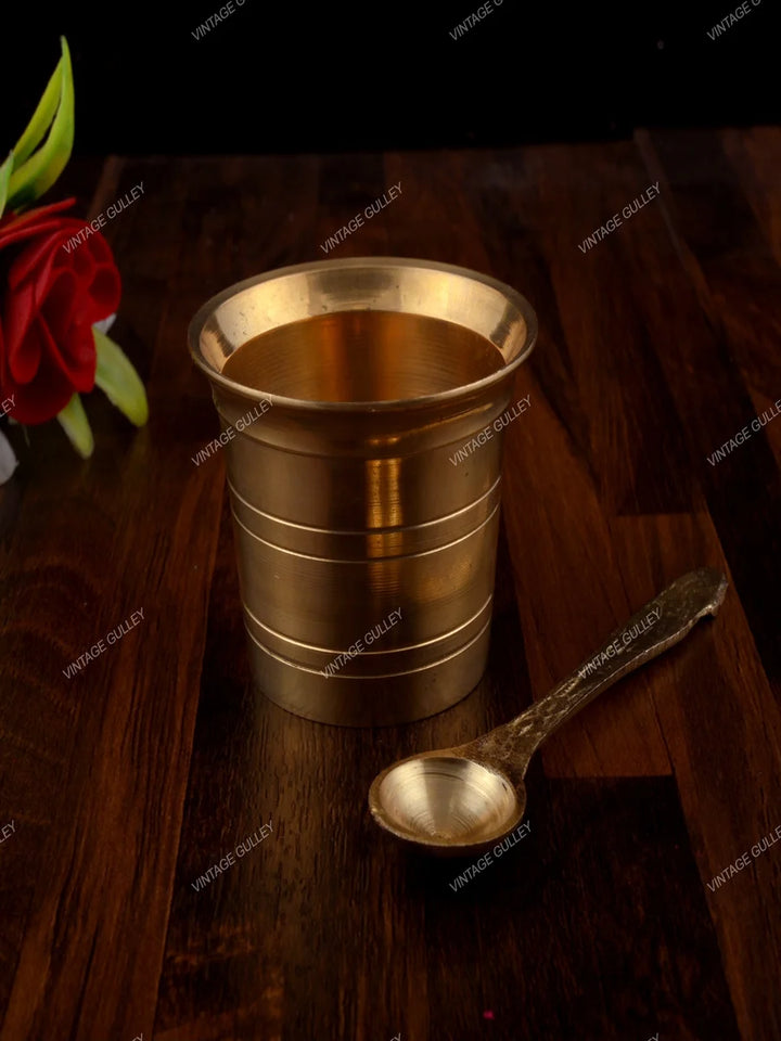 Brass Religious Charnamrit Set | Premium Quality Brass for Worship