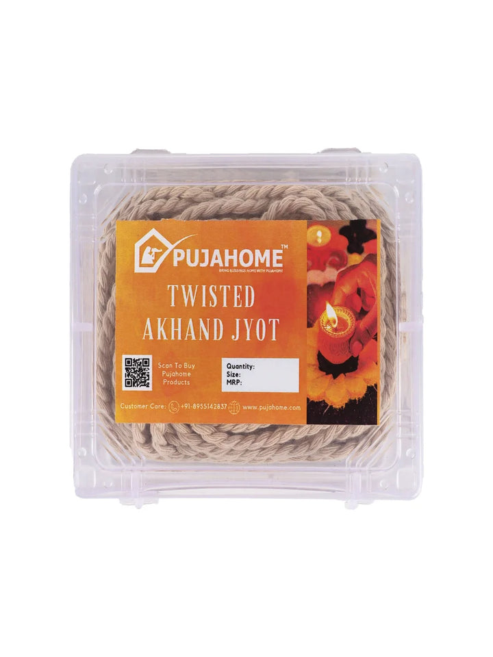 Twisted Akhand Jyot Batti, Special Long Akhand Jyot Cotton Wicks(White)