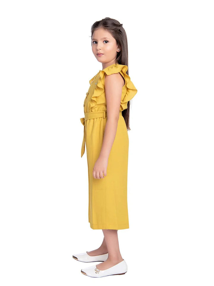 Mustard Linen Jumpsuit for Girls | Casual & Stylish Outfit