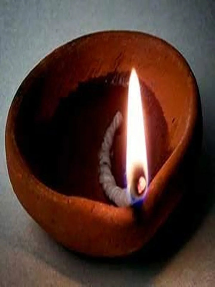 Natural Clay Traditional Diwali Ke Diye | Earthen Clay Diya | Mitti Ka Diva | Diyas for Pooja (Set of 12) - Free Long Wicks Pack