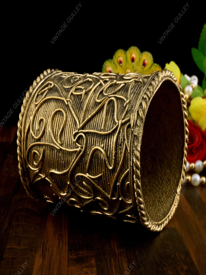 Brass Dhokra Art Pen Stand | Handcrafted Desk Organizer for Accessories
