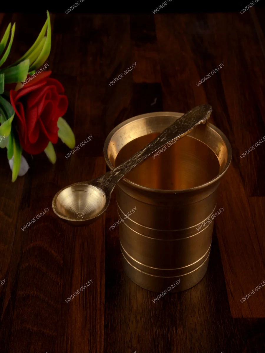 Brass Religious Charnamrit Set | Premium Quality Brass for Worship