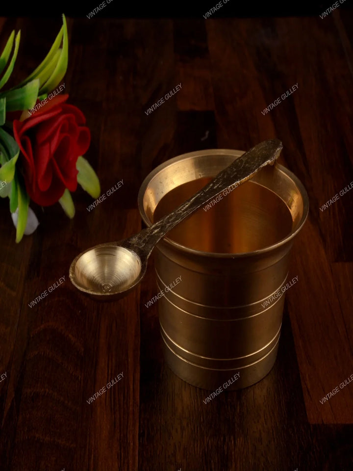 Brass Religious Charnamrit Set | Premium Quality Brass for Worship