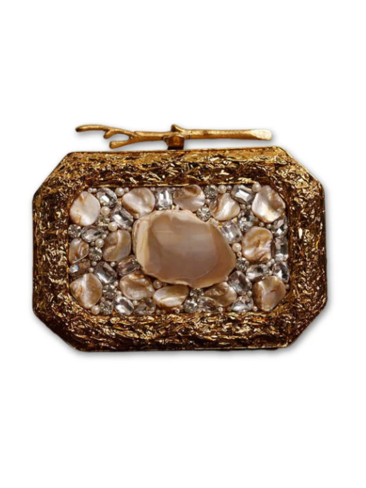 Burj Agate Stone Clutch | Luxe Fashion Statement with Elegant Embellishments