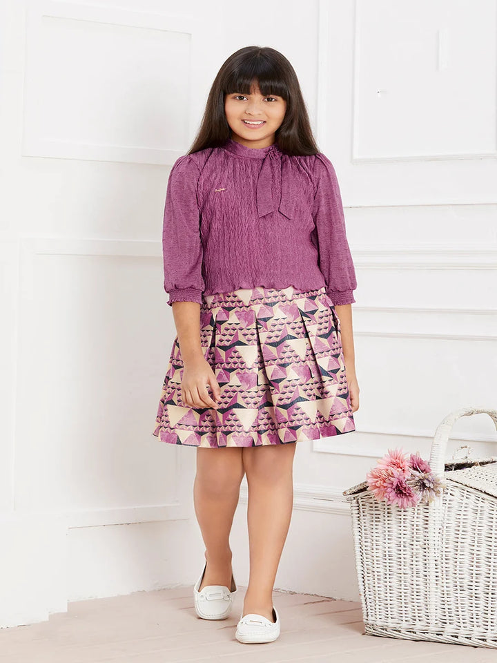 Fuchsia Colored Skirt Set | Trendy Girls Skirt Outfit Online