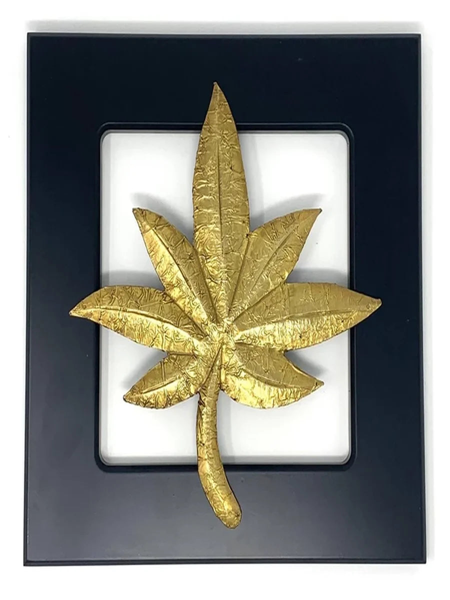 Brass Leaf Wall Decor | Elegant Framed Art for Living Room & Bedroom