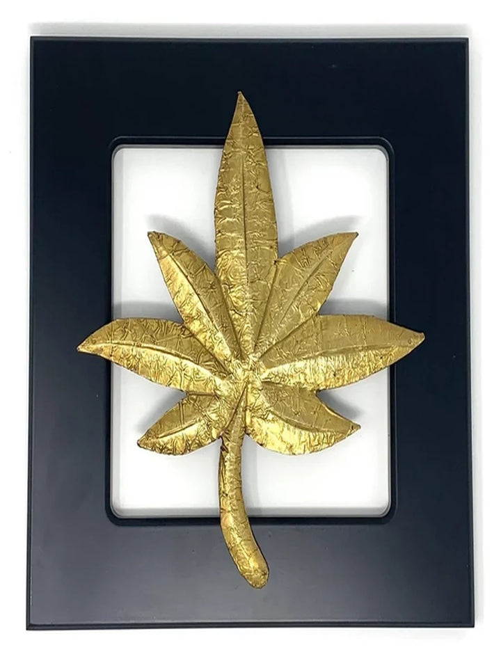 Brass Leaf Wall Decor | Elegant Framed Art for Living Room & Bedroom