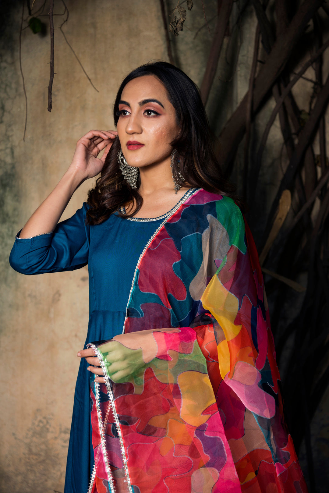 Lily Blue Rayon Anarkali - Pomcha Jaipur