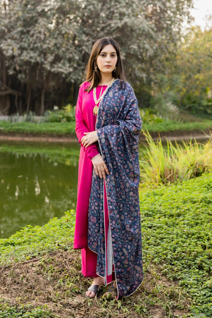 Bright Pink Salwar Kameez | Vibrant Pink with Pearl-Detail Chudidaar Sleeves