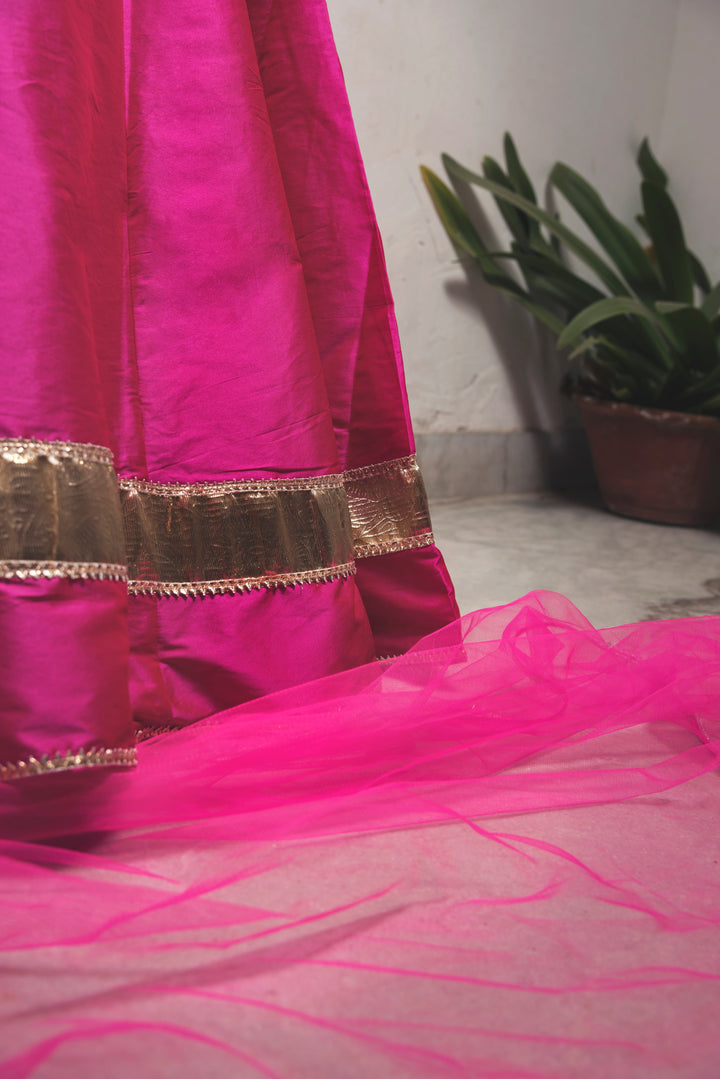 Hot Pink Taffeta Lehenga - Pomcha Jaipur