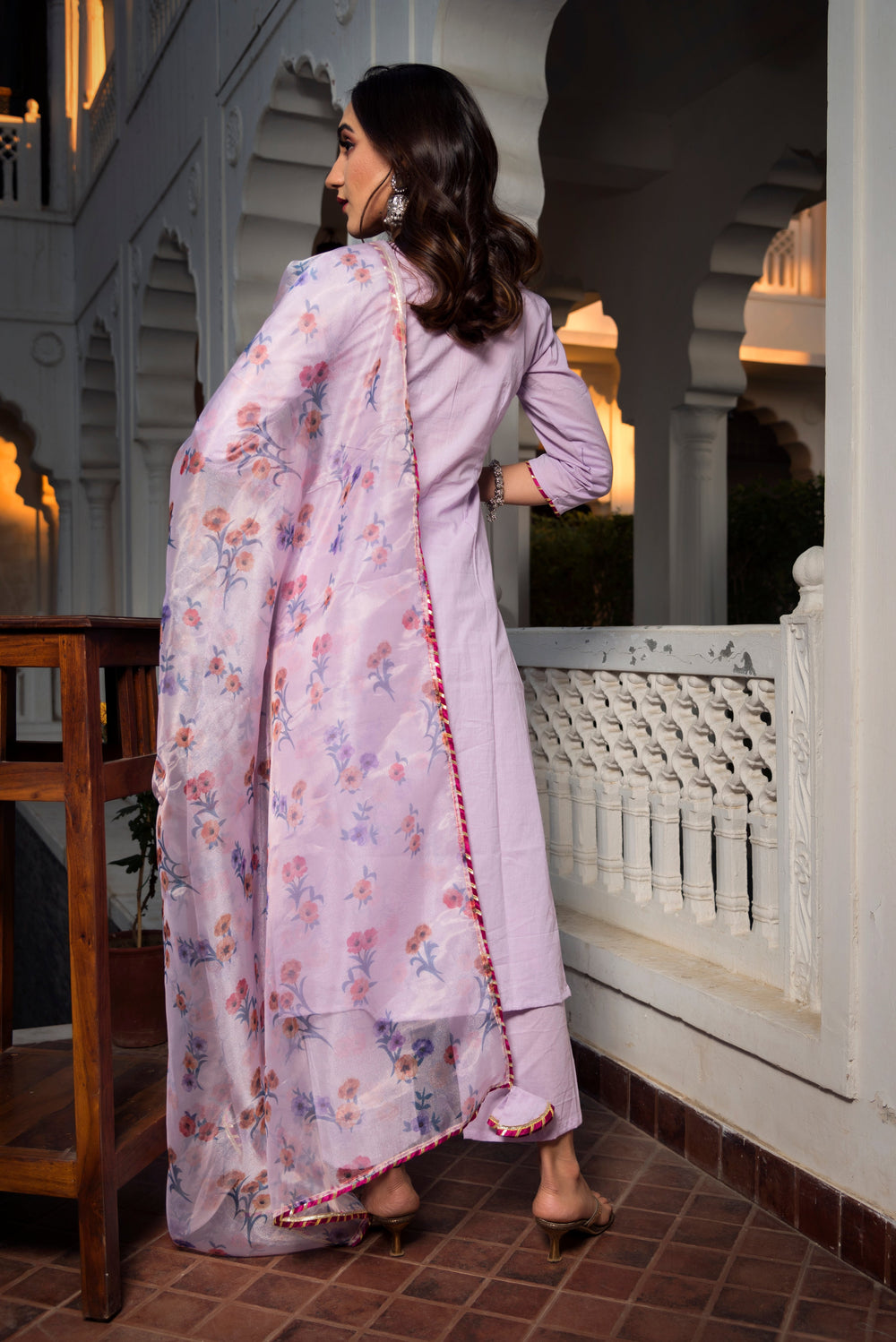 Lavender Pure Cotton Straight Kurta - Pomcha Jaipur