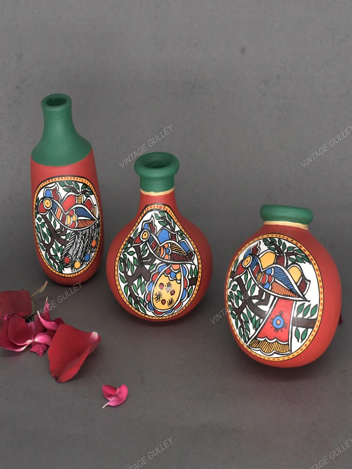 Handmade Terracotta Pots | Unique Miniature Decor with Warli Art