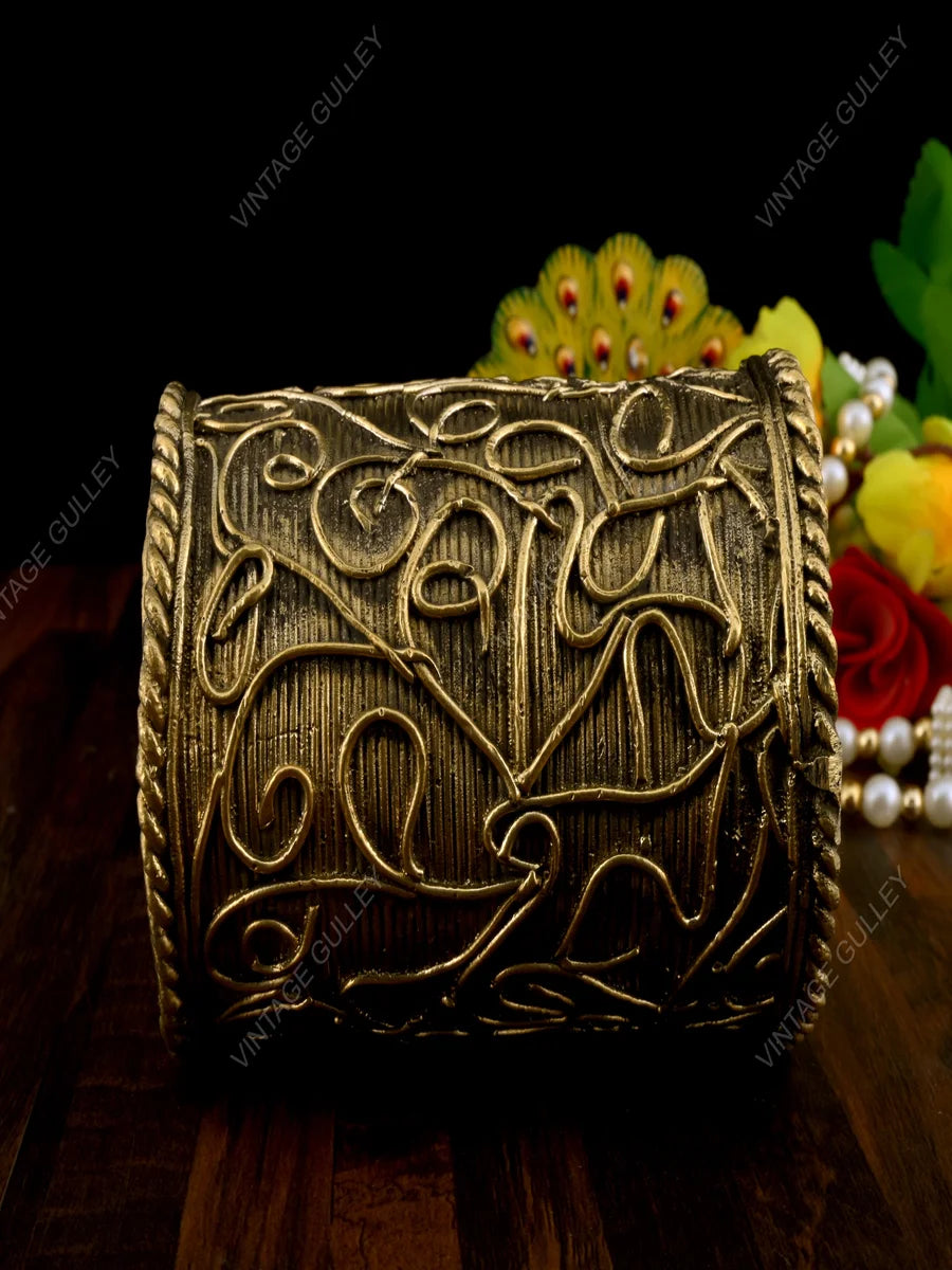 Brass Dhokra Art Pen Stand | Handcrafted Desk Organizer for Accessories