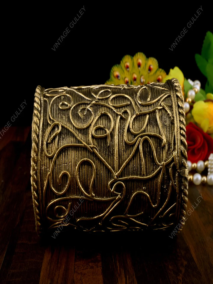 Brass Dhokra Art Pen Stand | Handcrafted Desk Organizer for Accessories