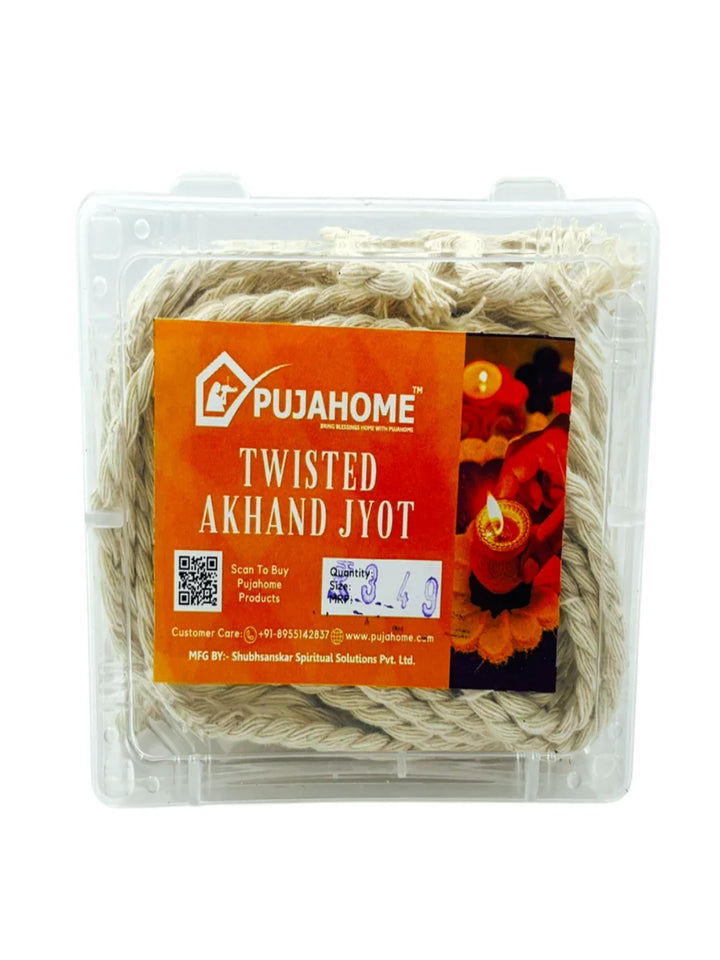 Twisted Akhand Jyot Batti, Special Long Akhand Jyot Cotton Wicks(White)