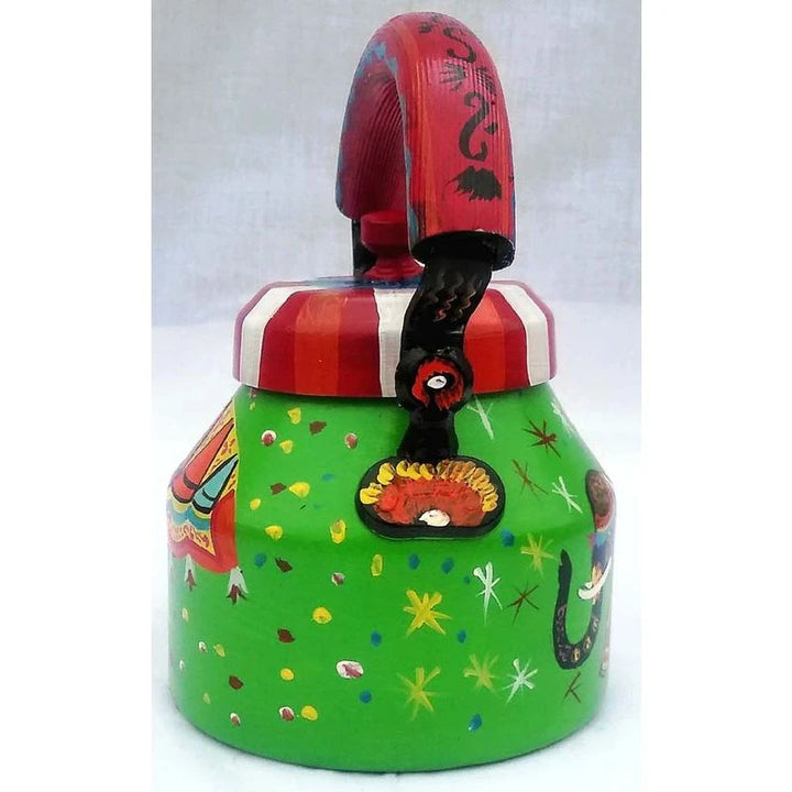 Folk Art Tea Kettle 1L | Handcrafted Metal Piece for Display