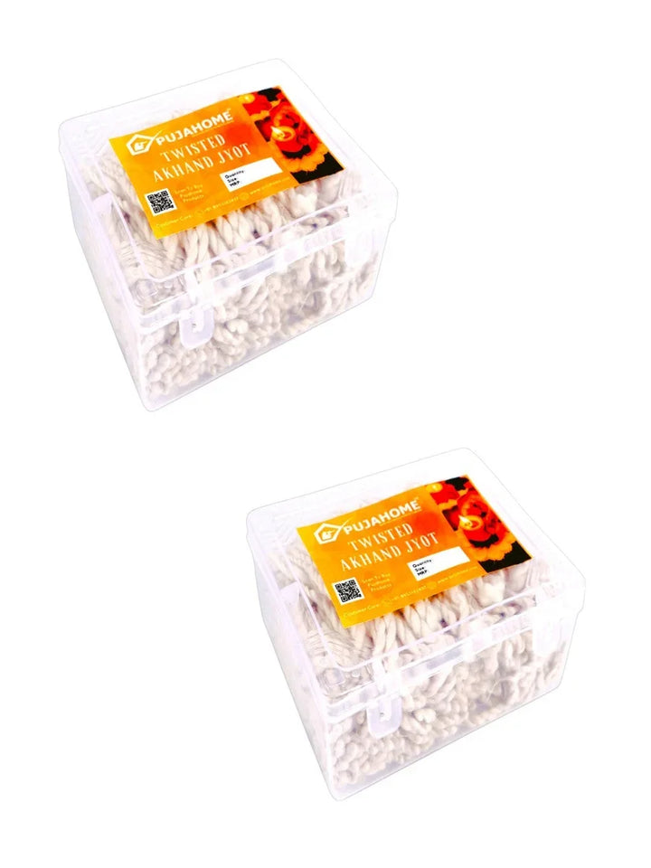 Twisted White Akhand Jyot Cotton Short Wick (300+ Pieces)