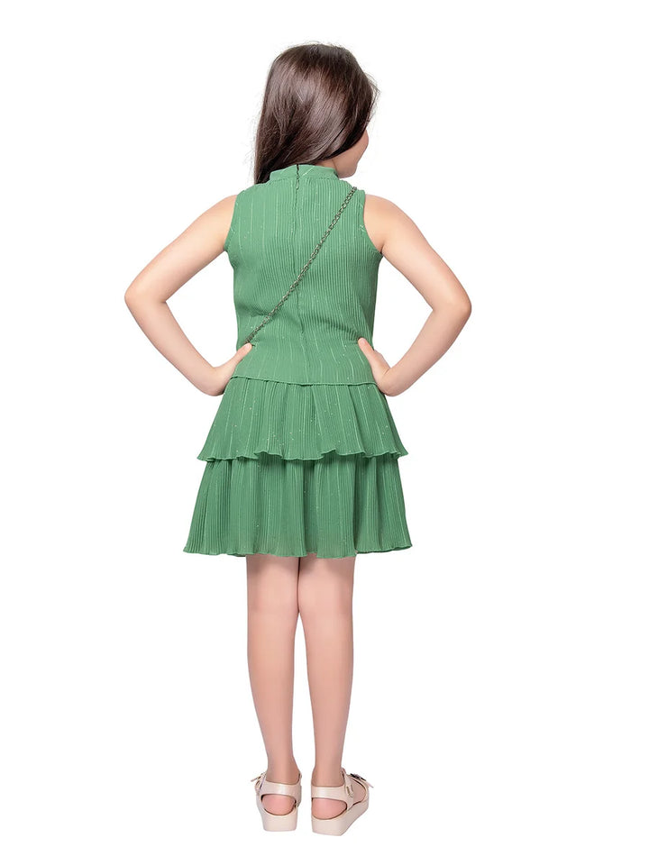 Gracful Green Skirt Set | Sleeveless Fancy Dress for Girls