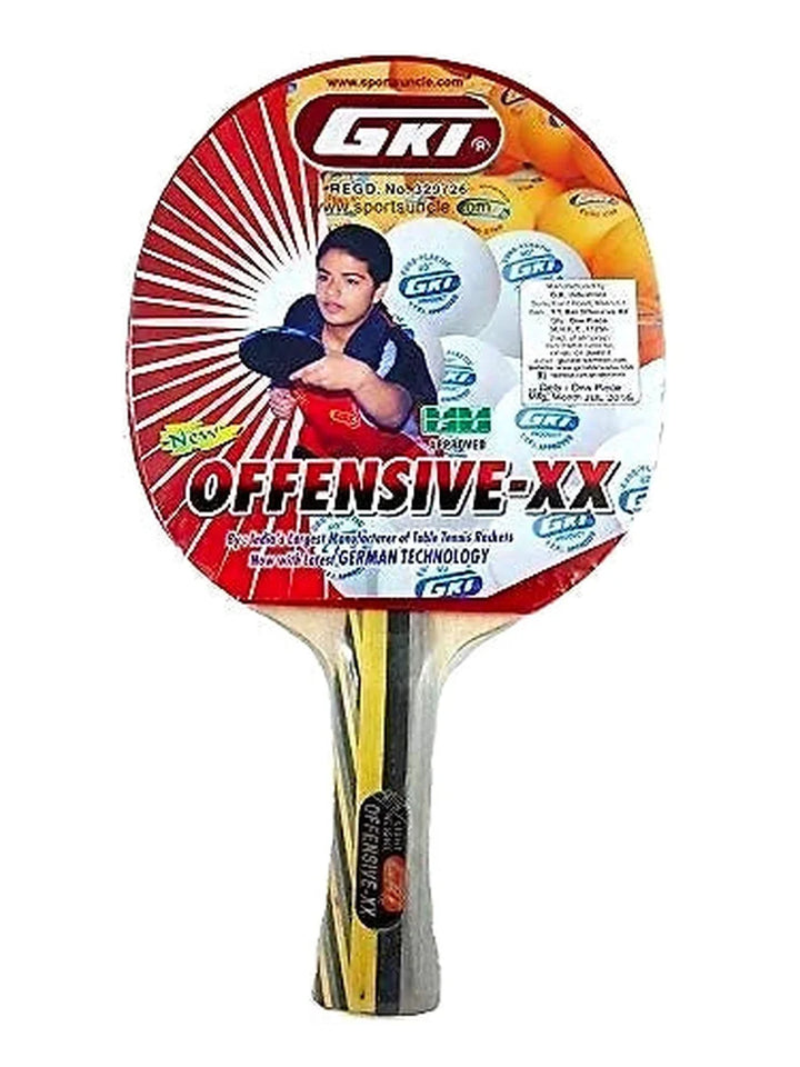 GKI Offensive XX Wooden Table Tennis Bat: Powerful Racket with Ergonomic Grip for Precise and Controlled Shots