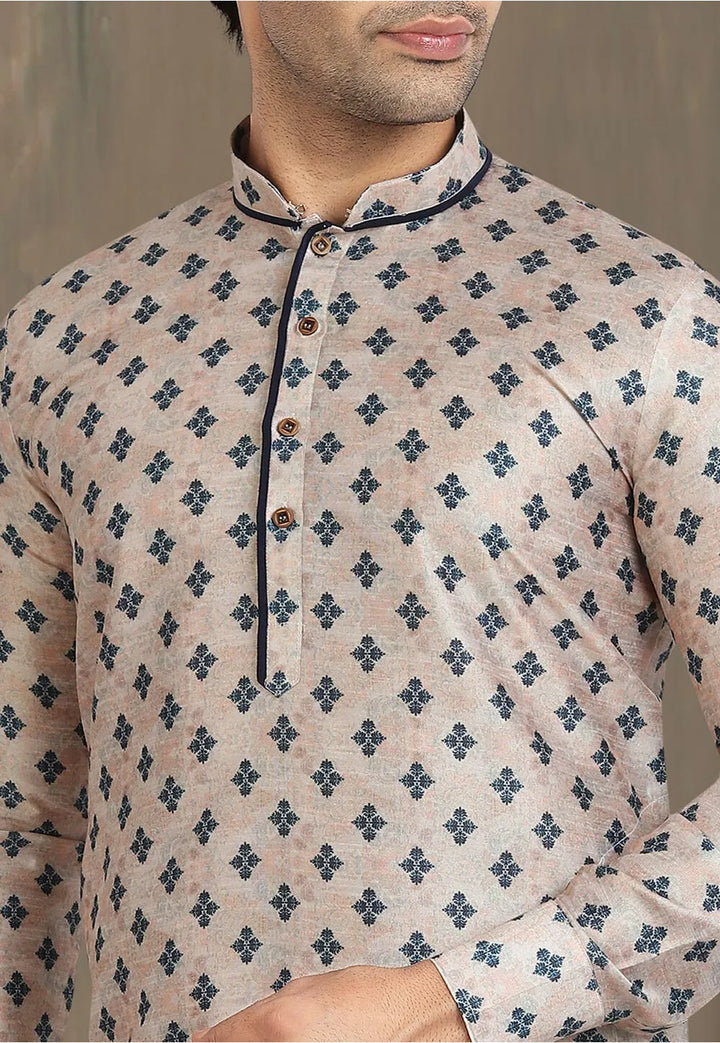 Off White Banarasi Silk Kurta Pajama | Elegant Printed Work for Festive Wear