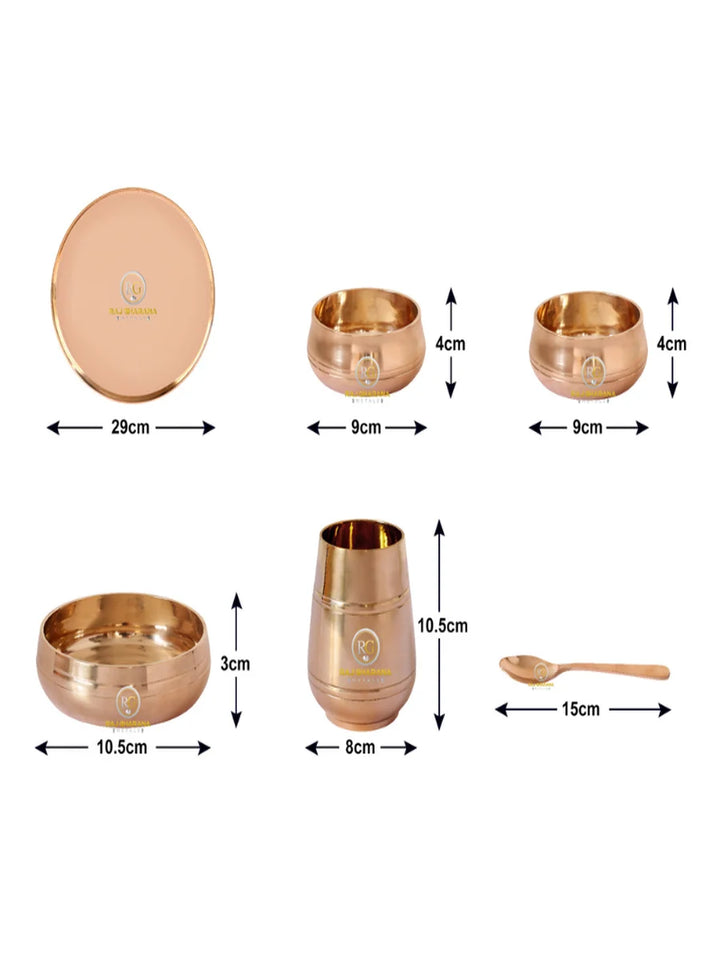 Handcrafted Kansa Dinner Set Ayurvedic Benefits | 6 Pcs Tableware