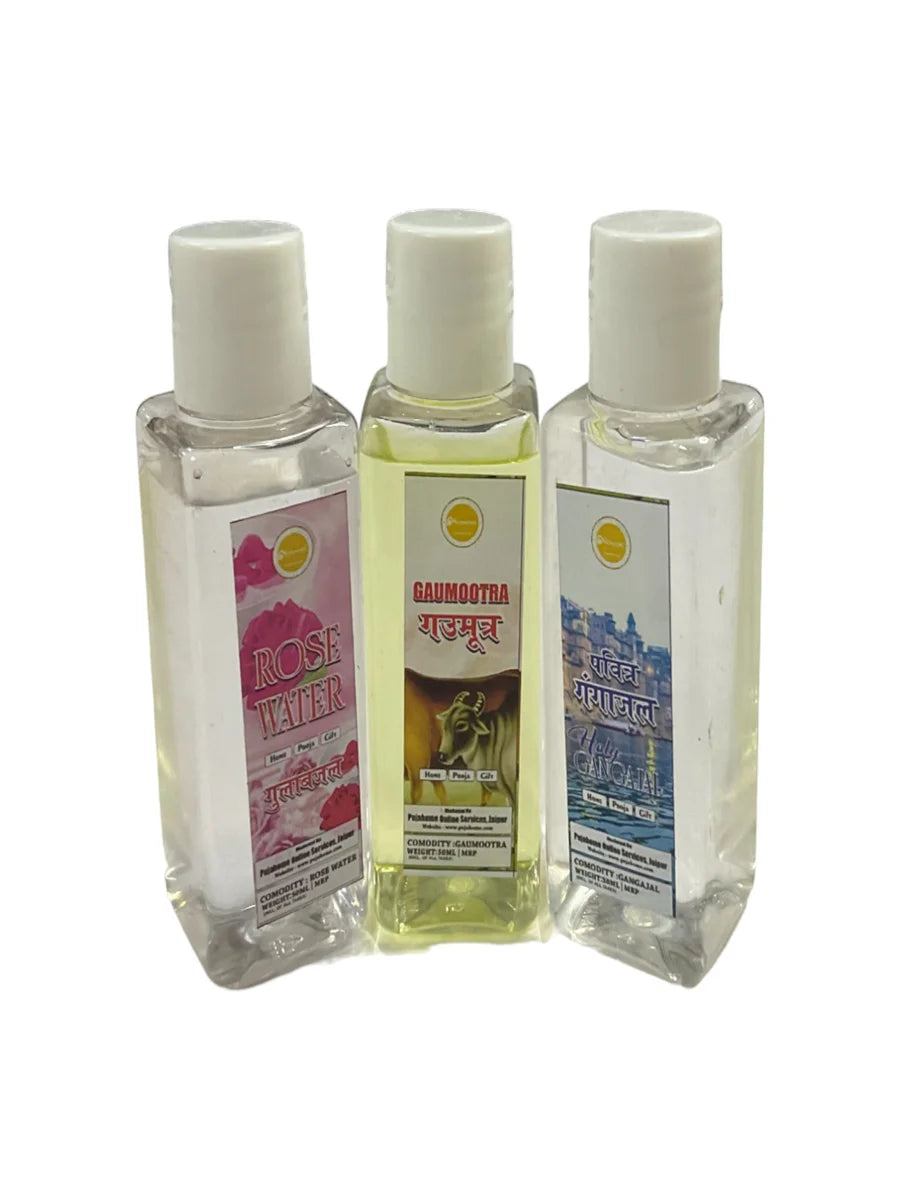 Gangajal + Goumutra + Gulab Jal Combo Pack of 3(50 Ml Each)