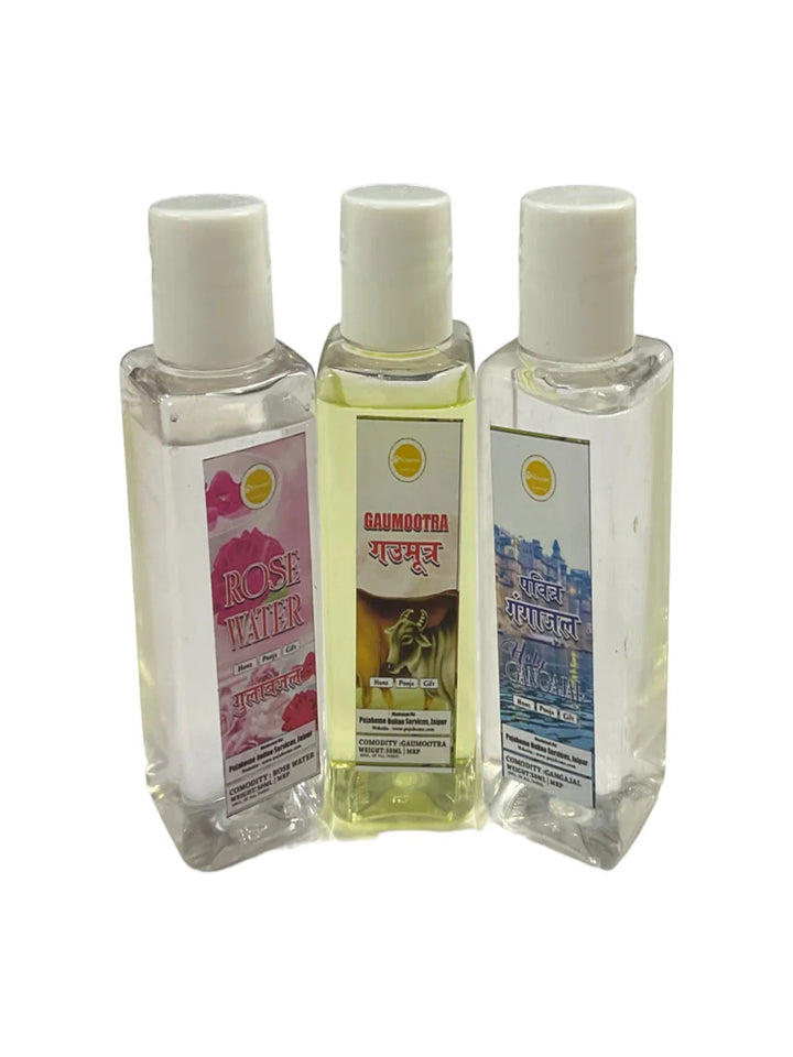Gangajal + Goumutra + Gulab Jal Combo Pack of 3(50 Ml Each)