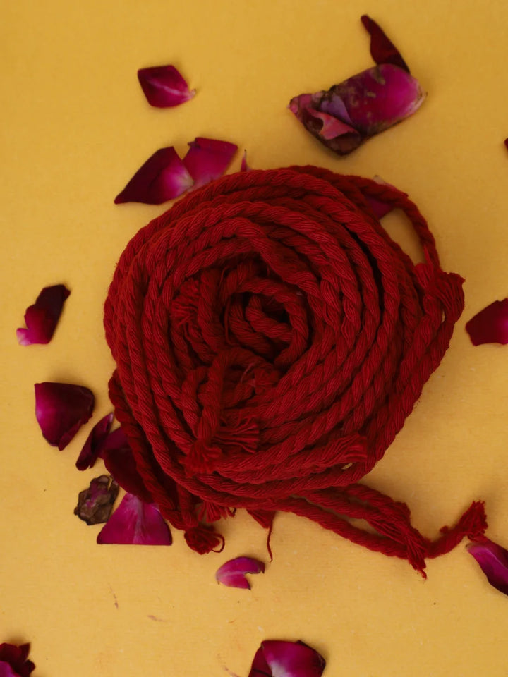 Long Twisted Akhand Jyot Cotton Wicks Batti | Cotton (Red Color)