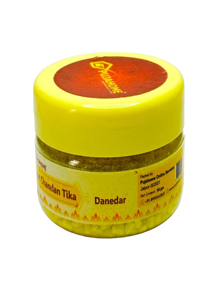 Premium Yellow Saffron Chandan Tika Danedar 50 Gram Box