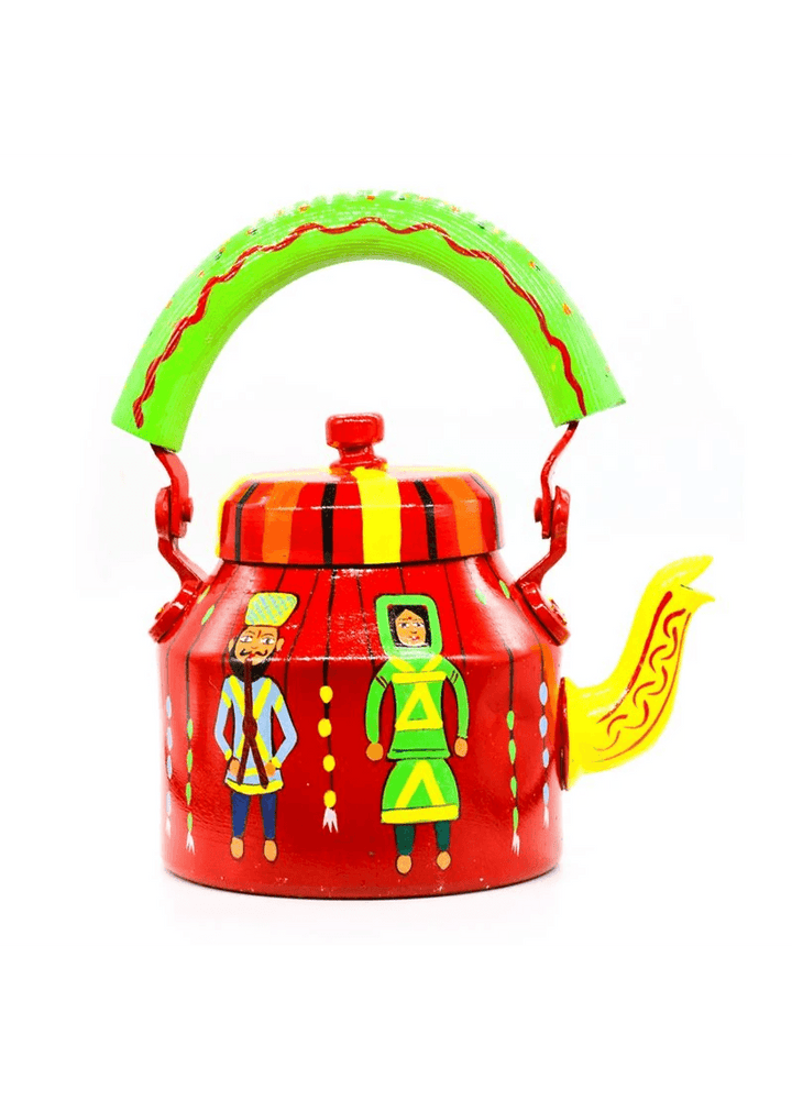 Colorful Hand-Painted Kettle | Indian Artisan Tea Pot  Decorative Tableware