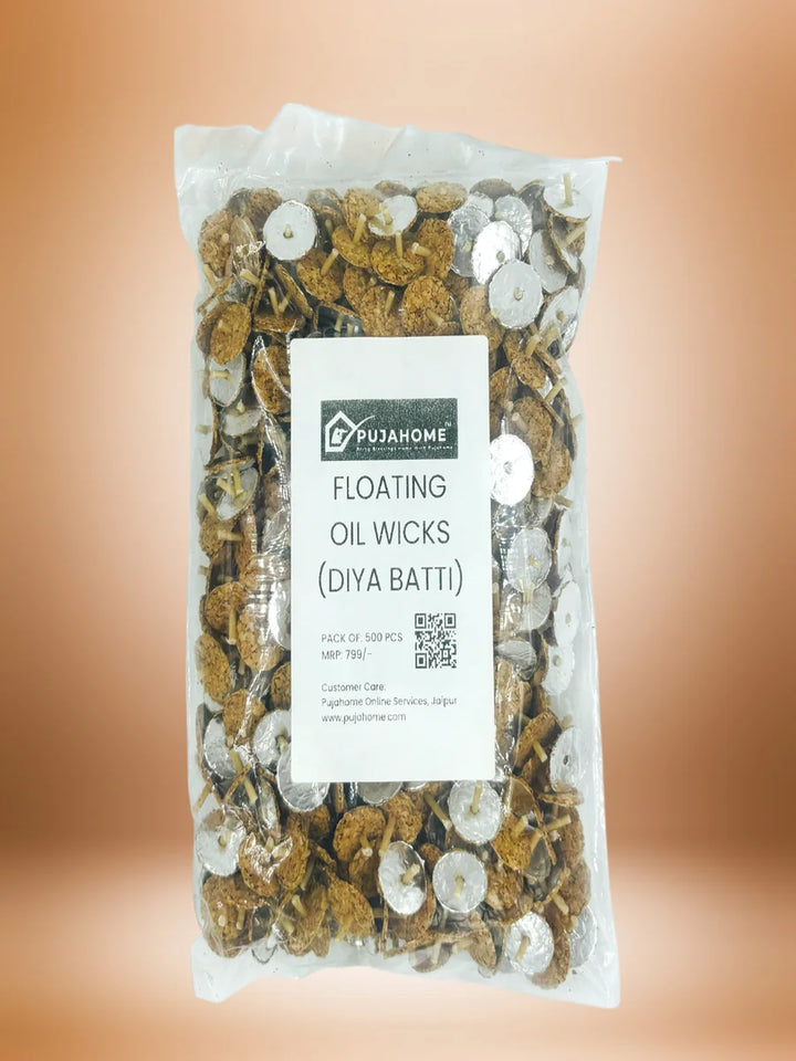 Eco-Friendly Cork-Based Floating Oil Wicks Diya Bati Parsi Vat Pack of (500 Wicks)