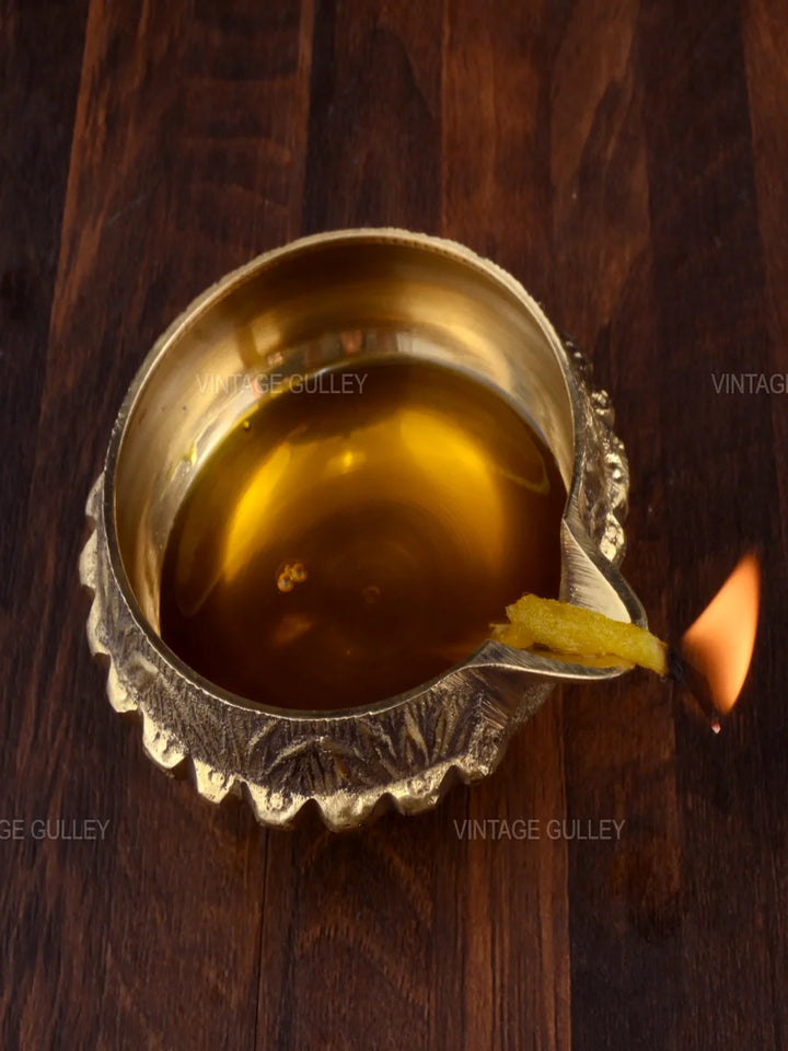 Brass Religious Diya | Handcrafted Quality Brass Oil Lamp for Decor