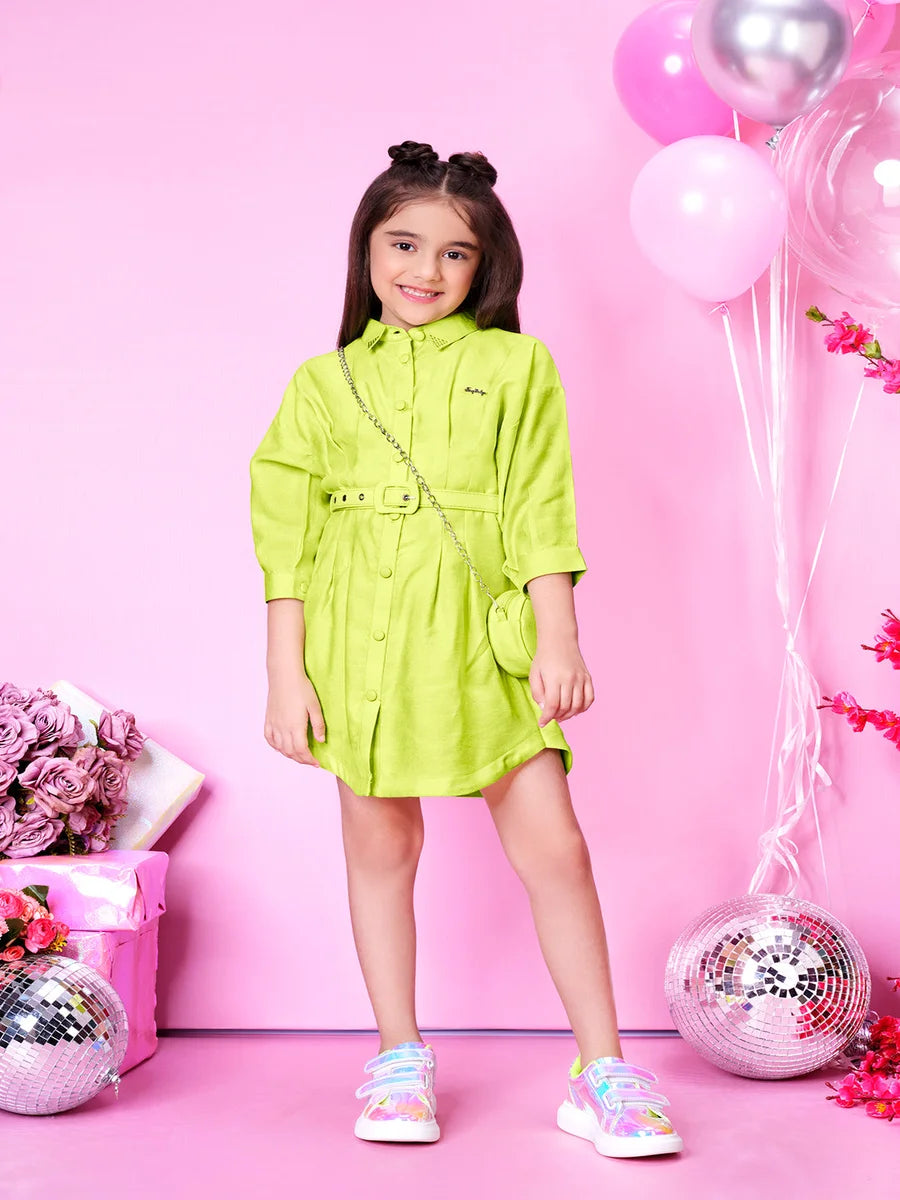 Stylish Neon Green Party Dress for Girls | Best Designer Frocks for Girls