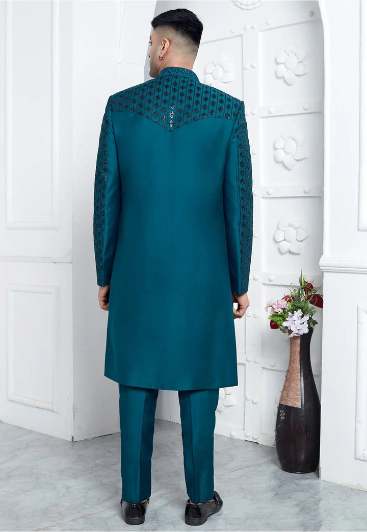 Stylish Art Silk Sherwani | Western-Inspired Men's Sherwani for USA