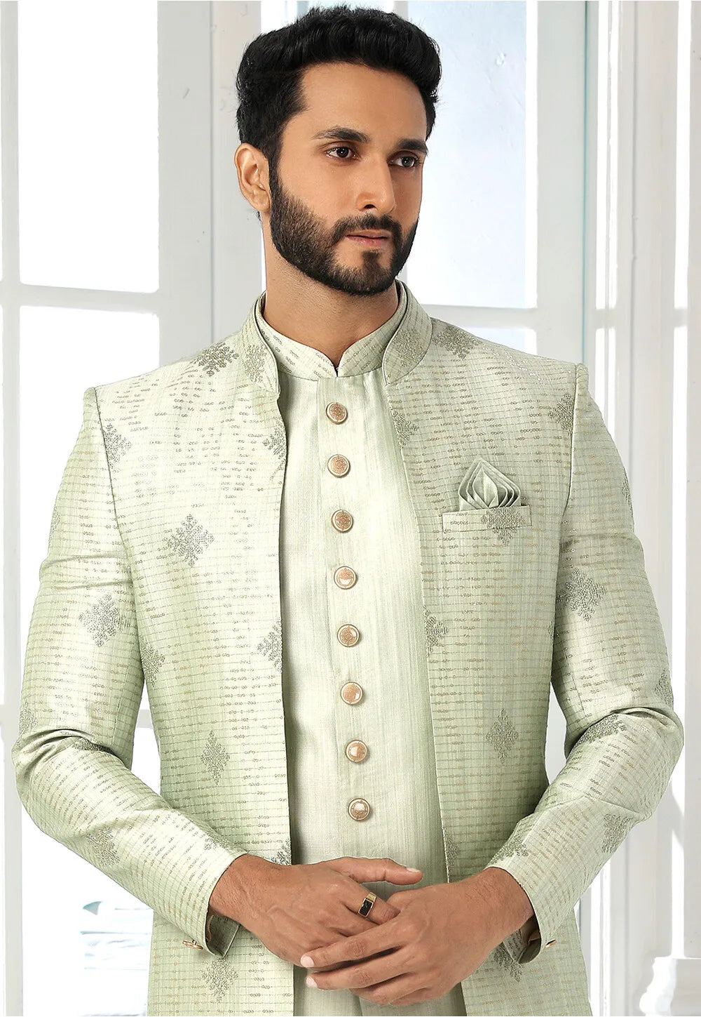 Royal Designer Sherwani for Men | Art Silk Festive Wedding Attire