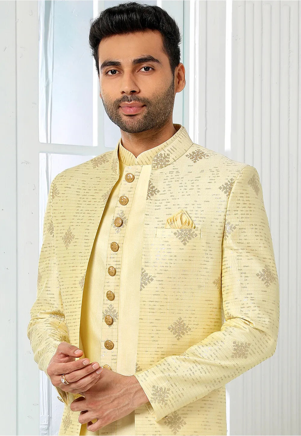Royal Designer Sherwani for Men | Art Silk Festive Wedding Attire