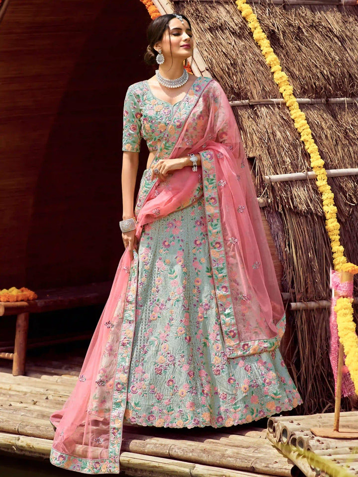 Satin-Silk Sequin Embroidered Lehenga | Elegant Bridal Wear for Special Events