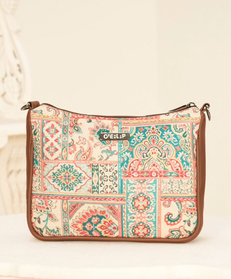 Ethnic Jute Crossbody Bag | Handcrafted Artisanal Design for Eco - Friendly Fashion - Tulip 008