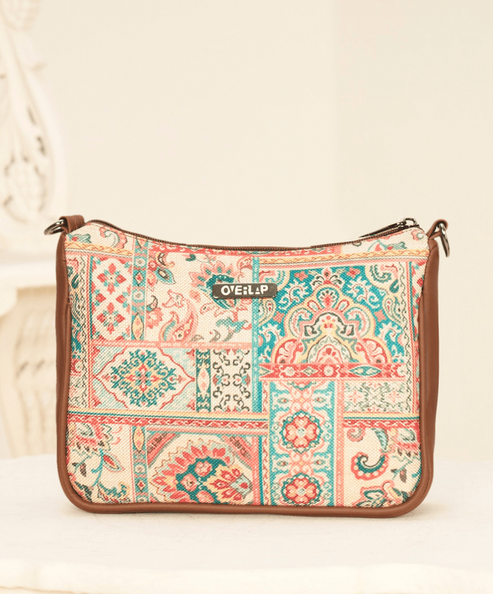 Ethnic Jute Crossbody Bag | Handcrafted Artisanal Design for Eco - Friendly Fashion - Tulip 008