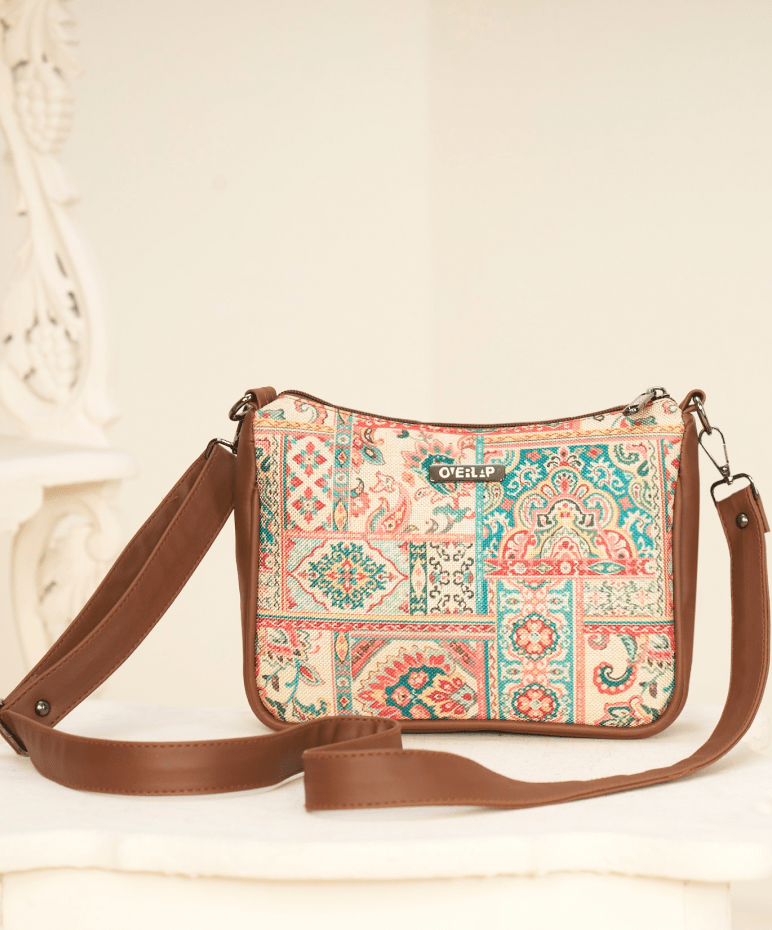 Ethnic Jute Crossbody Bag | Handcrafted Artisanal Design for Eco - Friendly Fashion - Tulip 008