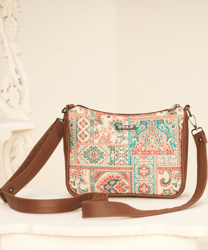 Ethnic Jute Crossbody Bag | Handcrafted Artisanal Design for Eco - Friendly Fashion - Tulip 008