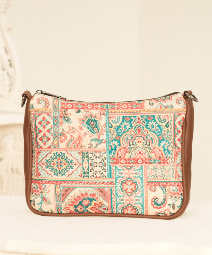 Ethnic Jute Crossbody Bag | Handcrafted Artisanal Design for Eco - Friendly Fashion - Tulip 008