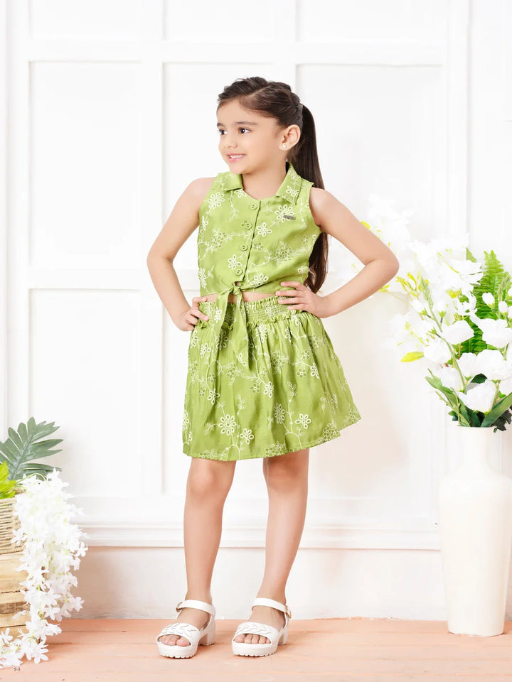 Pista Green Skirt Set | Stylish Skirt Set for Girls  Trendy Fashion