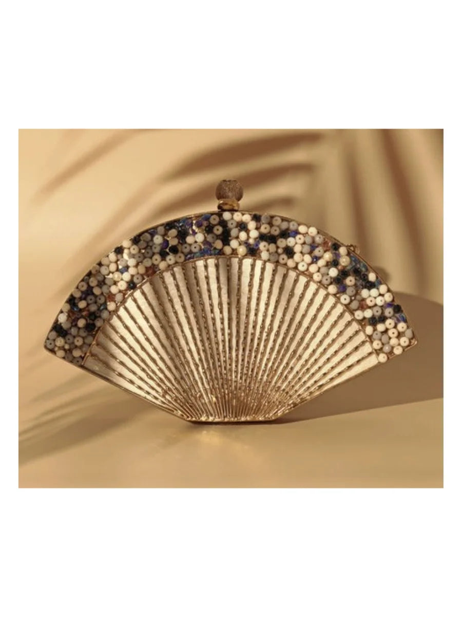 Faiza Embellished Mother of Pearl Clutch | Trendy Artisanal Evening Bag