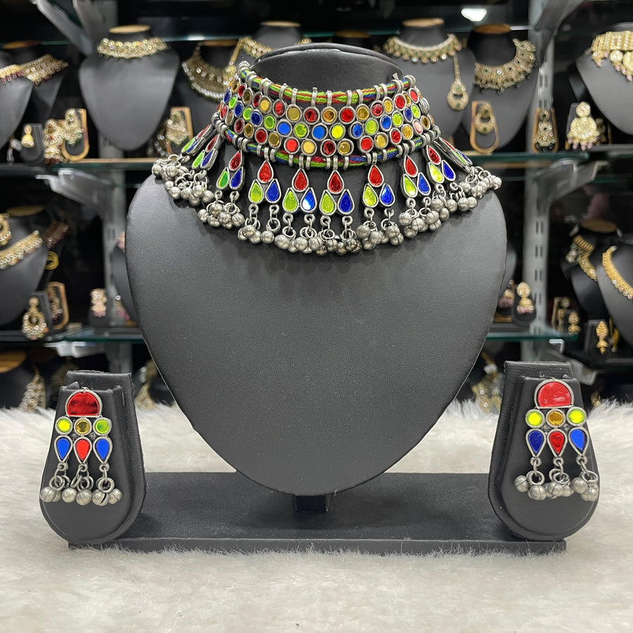 Exquisite oxidised jewelry, designed to complement traditional outfits.