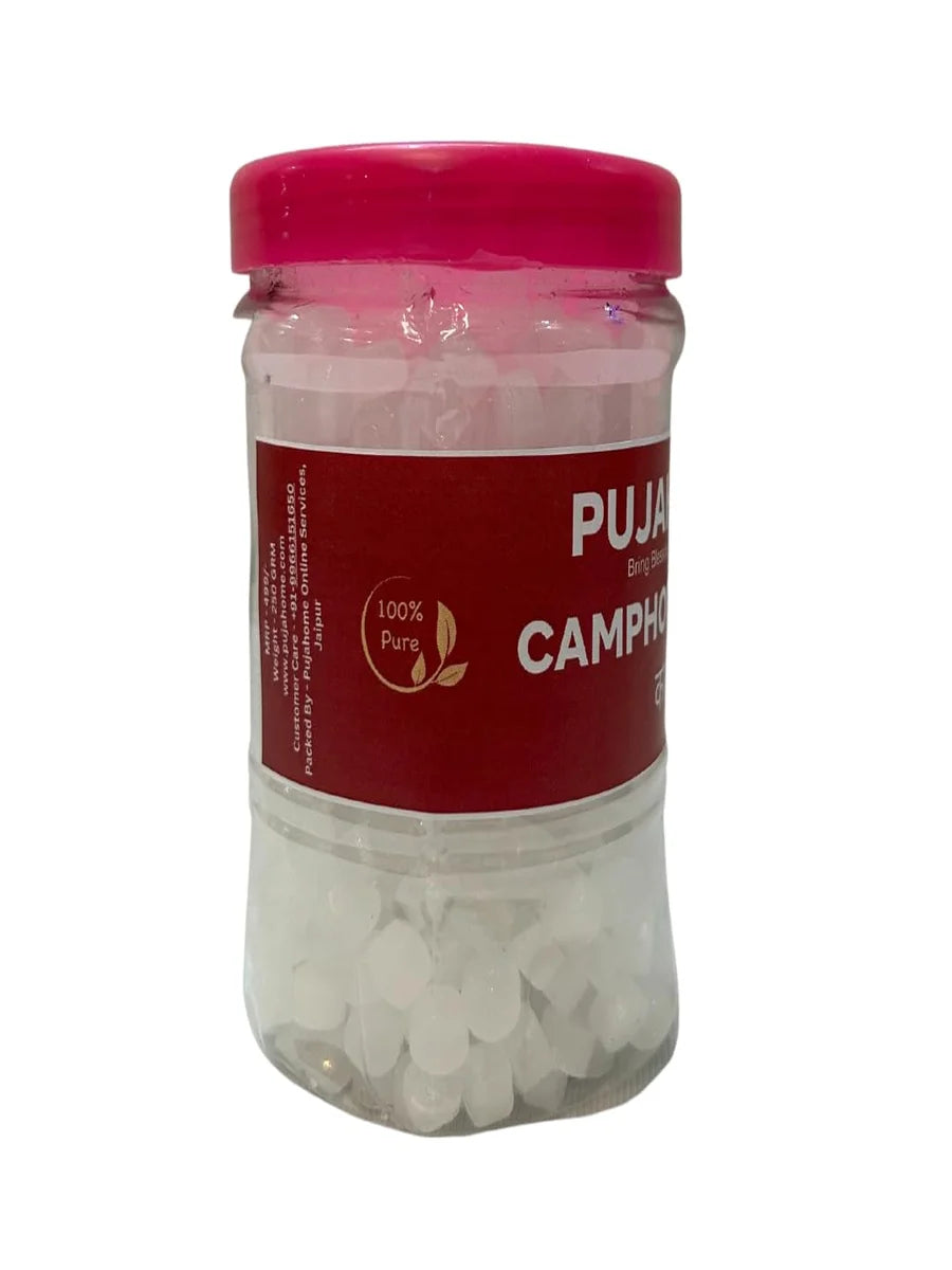 Premium Camphor Tablets | Kapur | Kapoor | Kapooram Tablets for Puja, Aarti, Havan, Meditation, Yoga Kapoor Dani, Diffuser, Air Purifier (200g)